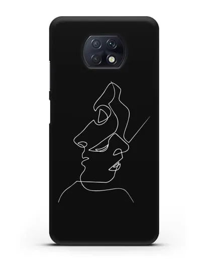 Чехол с рисунком одной линией Лица силиконовый для Xiaomi Redmi Note 9T