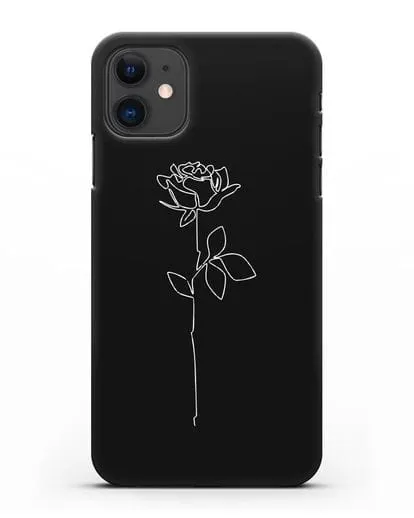 Чехол с рисунком одной линией Роза силиконовый для iPhone 11