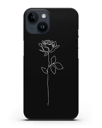 Чехол с рисунком одной линией Роза силиконовый для iPhone 14