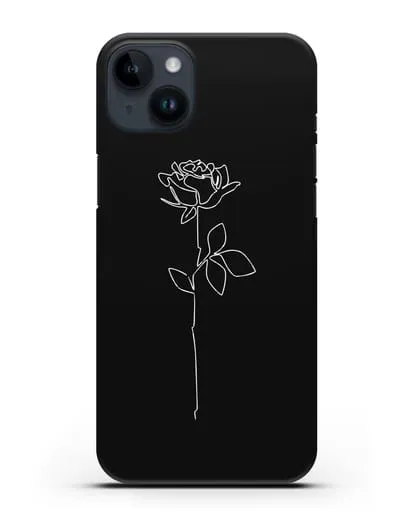 Чехол с рисунком одной линией Роза силиконовый для iPhone 14 Plus