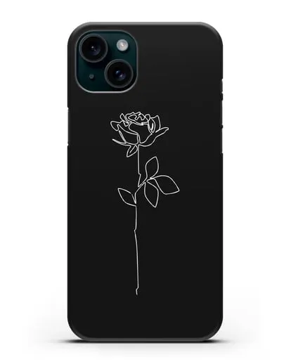 Чехол с рисунком одной линией Роза силиконовый для iPhone 15 Plus