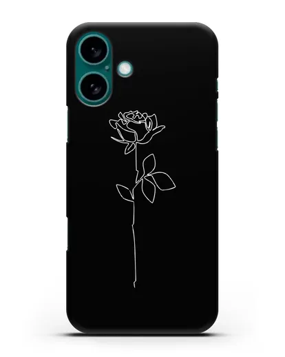 Чехол с рисунком одной линией Роза силиконовый для iPhone 16 Plus