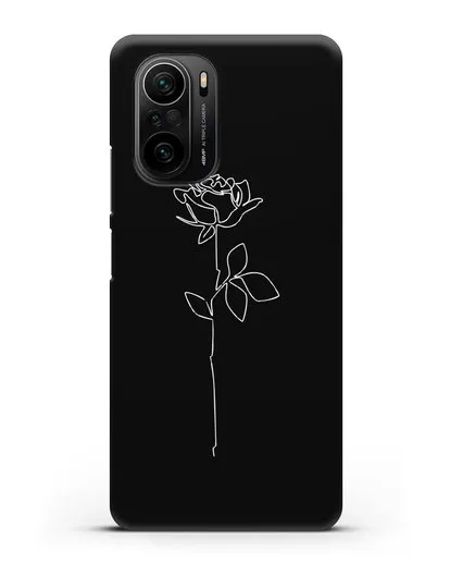 Чехол с рисунком одной линией Роза силиконовый для Xiaomi Poco F3