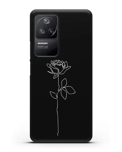 Чехол с рисунком одной линией Роза силиконовый для Xiaomi Poco F4