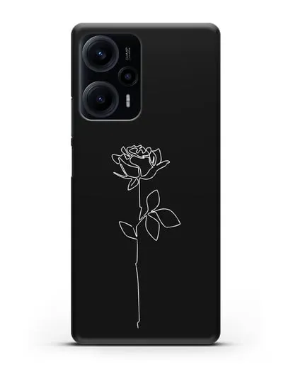Чехол с рисунком одной линией Роза силиконовый для Xiaomi Poco F5