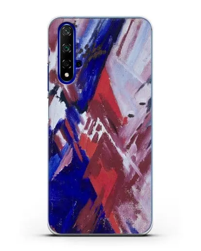 Чехол Красно-синий лучизм (Ларионов Михаил) силиконовый для Honor 20