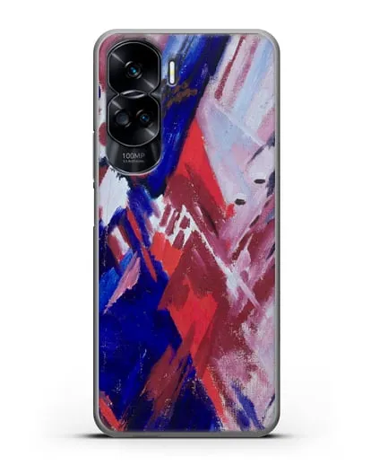 Чехол Красно-синий лучизм (Ларионов Михаил) силиконовый для Honor 90 Lite