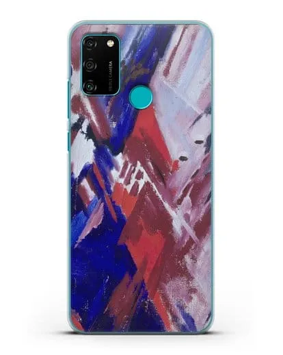 Чехол Красно-синий лучизм (Ларионов Михаил) силиконовый для Honor 9A