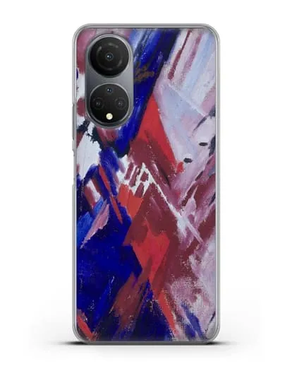 Чехол Красно-синий лучизм (Ларионов Михаил) силиконовый для Honor X7