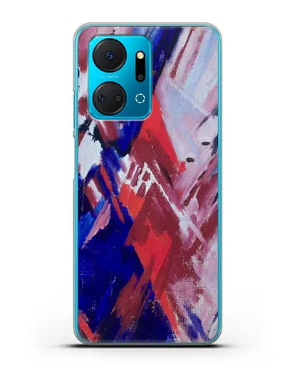 Чехол Красно-синий лучизм (Ларионов Михаил) силиконовый для Honor X7a Plus