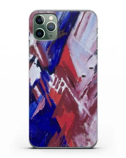 Чехол Красно-синий лучизм (Ларионов Михаил) силиконовый для iPhone 11 Pro
