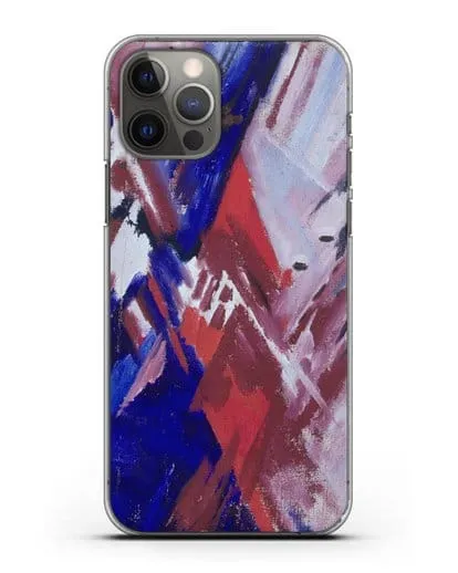 Чехол Красно-синий лучизм (Ларионов Михаил) силиконовый для iPhone 12 Pro
