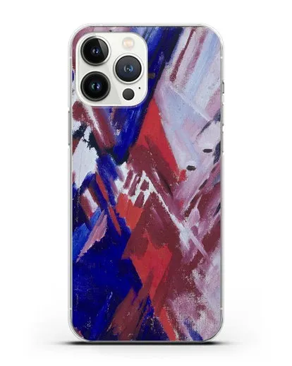 Чехол Красно-синий лучизм (Ларионов Михаил) силиконовый для iPhone 13 Pro Max