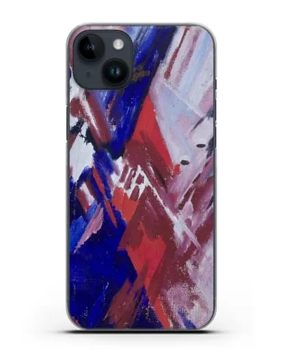 Чехол Красно-синий лучизм (Ларионов Михаил) силиконовый для iPhone 14 Plus