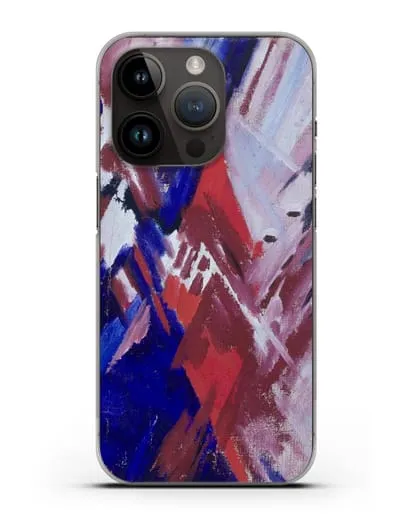 Чехол Красно-синий лучизм (Ларионов Михаил) силиконовый для iPhone 14 Pro