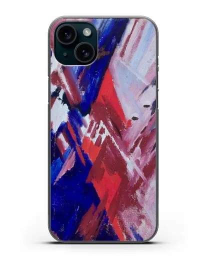 Чехол Красно-синий лучизм (Ларионов Михаил) силиконовый для iPhone 15 Plus