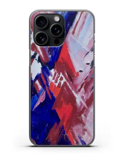 Чехол Красно-синий лучизм (Ларионов Михаил) силиконовый для iPhone 15 Pro Max