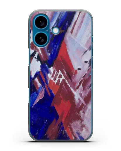 Чехол Красно-синий лучизм (Ларионов Михаил) силиконовый для iPhone 16