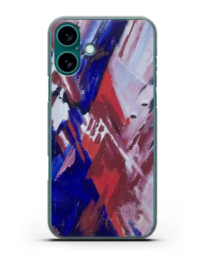 Чехол Красно-синий лучизм (Ларионов Михаил) силиконовый для iPhone 16 Plus