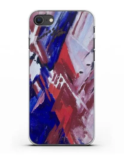 Чехол Красно-синий лучизм (Ларионов Михаил) силиконовый для iPhone SE 2020