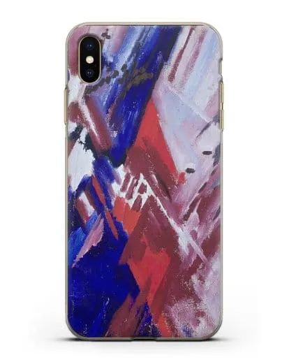 Чехол Красно-синий лучизм (Ларионов Михаил) силиконовый для iPhone XS Max
