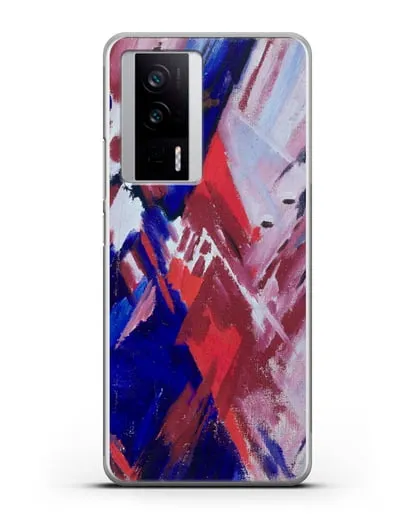 Чехол Красно-синий лучизм (Ларионов Михаил) силиконовый для Xiaomi Poco F5 Pro