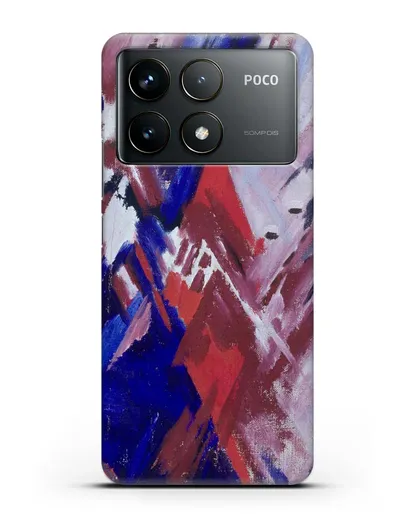 Чехол Красно-синий лучизм (Ларионов Михаил) силиконовый для Xiaomi Poco F6 Pro