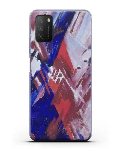 Чехол Красно-синий лучизм (Ларионов Михаил) силиконовый для Xiaomi Poco M3