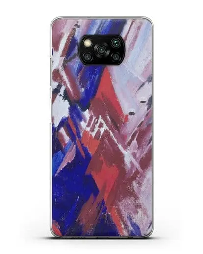 Чехол Красно-синий лучизм (Ларионов Михаил) силиконовый для Xiaomi Poco X3