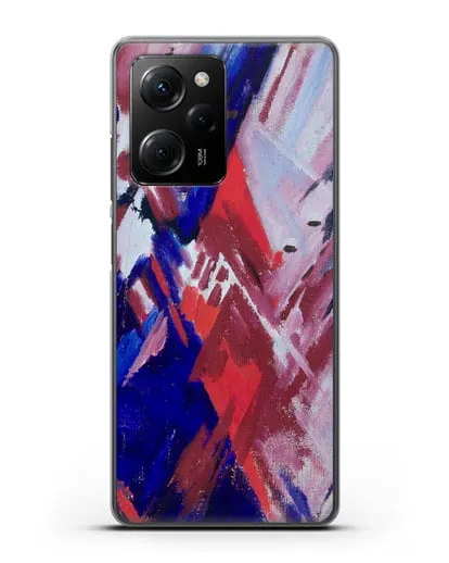 Чехол Красно-синий лучизм (Ларионов Михаил) силиконовый для Xiaomi Poco X5 Pro