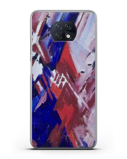 Чехол Красно-синий лучизм (Ларионов Михаил) силиконовый для Xiaomi Redmi Note 9T