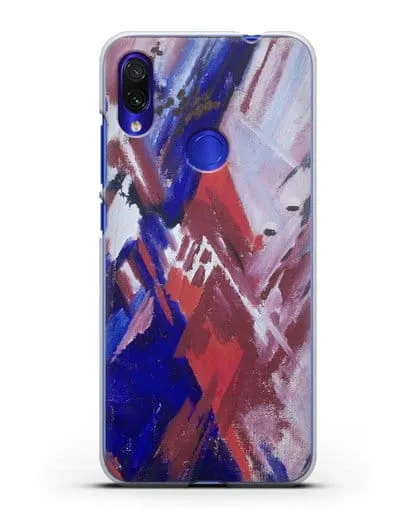 Чехол Красно-синий лучизм (Ларионов Михаил) силиконовый для Xiaomi Redmi Note 7