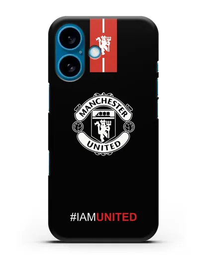 Чехол ФК Манчестер Юнайтед с надписью #IAMUNITED силиконовый для iPhone 16
