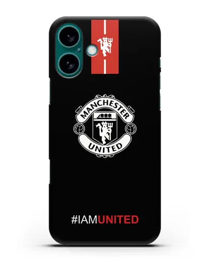 Чехол ФК Манчестер Юнайтед с надписью #IAMUNITED силиконовый для iPhone 16 Plus