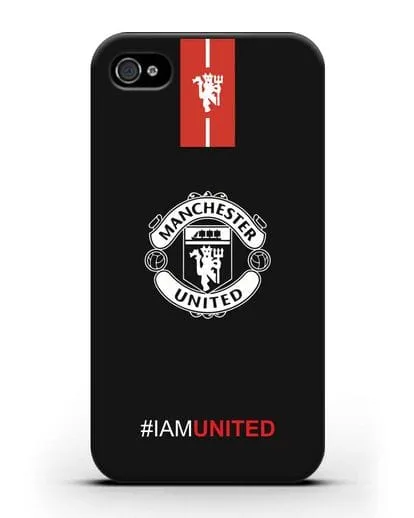 Чехол ФК Манчестер Юнайтед с надписью #IAMUNITED силиконовый для iPhone 4/4s