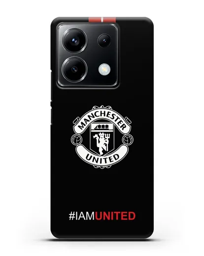 Чехол ФК Манчестер Юнайтед с надписью #IAMUNITED силиконовый для Xiaomi Poco X6