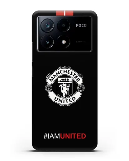 Чехол ФК Манчестер Юнайтед с надписью #IAMUNITED силиконовый для Xiaomi Poco X6 Pro