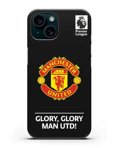 Чехол Манчестер Юнайтед с надписью GLORY, GLORY MAN UTD силиконовый для iPhone 15