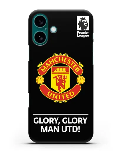 Чехол Манчестер Юнайтед с надписью GLORY, GLORY MAN UTD силиконовый для iPhone 16 Plus