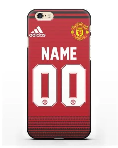 Именной чехол Манчестер Юнайтед с фамилией и номером (сезон 2018-2019) красная форма силиконовый для iPhone 6