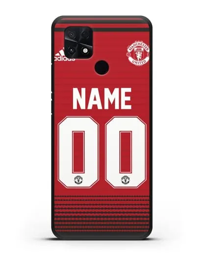 Именной чехол Манчестер Юнайтед с фамилией и номером (сезон 2018-2019) красная форма силиконовый для Xiaomi Poco C40