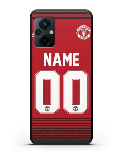 Именной чехол Манчестер Юнайтед с фамилией и номером (сезон 2018-2019) красная форма силиконовый для Xiaomi Poco M5