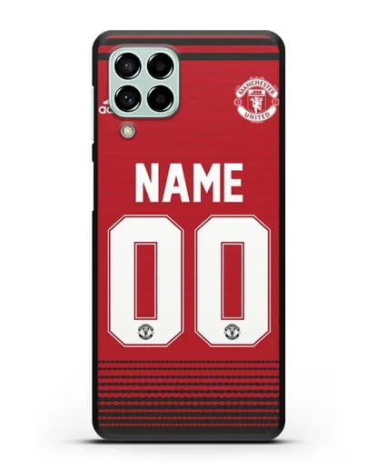 Именной чехол Манчестер Юнайтед с фамилией и номером (сезон 2018-2019) красная форма силиконовый для Samsung Galaxy M53 [SM-M536]