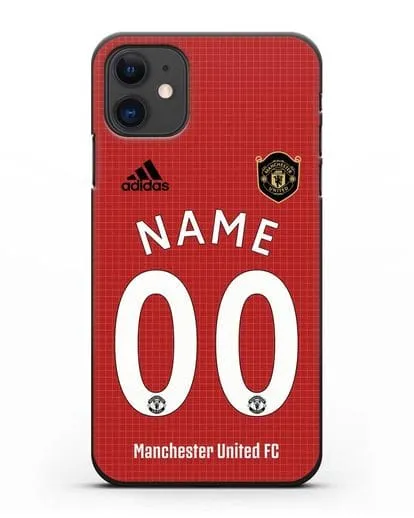 Именной чехол Манчестер Юнайтед с фамилией и номером (сезон 2019-2020) красная форма силиконовый для iPhone 11