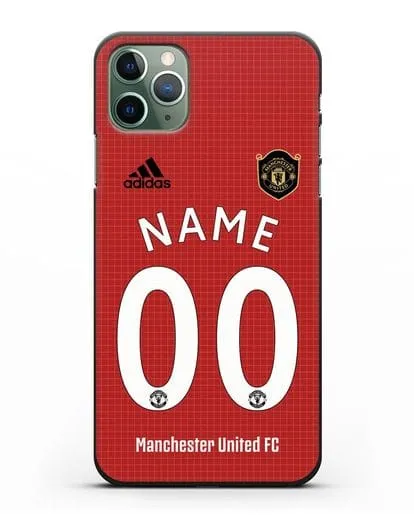 Именной чехол Манчестер Юнайтед с фамилией и номером (сезон 2019-2020) красная форма силиконовый для iPhone 11 Pro Max