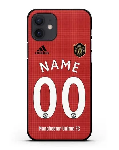 Именной чехол Манчестер Юнайтед с фамилией и номером (сезон 2019-2020) красная форма силиконовый для iPhone 12
