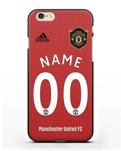 Именной чехол Манчестер Юнайтед с фамилией и номером (сезон 2019-2020) красная форма силиконовый для iPhone 6