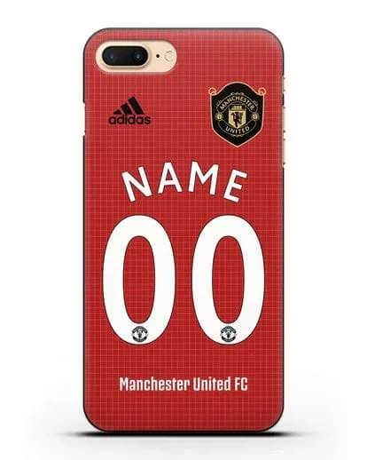 Именной чехол Манчестер Юнайтед с фамилией и номером (сезон 2019-2020) красная форма силиконовый для iPhone 7 Plus