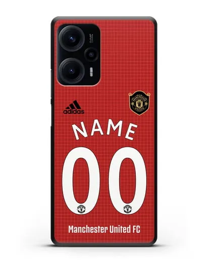 Именной чехол Манчестер Юнайтед с фамилией и номером (сезон 2019-2020) красная форма силиконовый для Xiaomi Poco F5