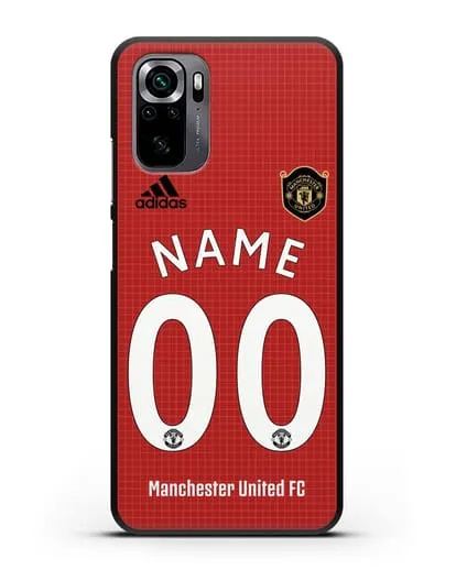 Именной чехол Манчестер Юнайтед с фамилией и номером (сезон 2019-2020) красная форма силиконовый для Xiaomi Poco M5s